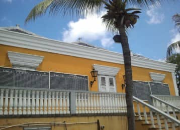 Election results written on a house in the Caribbean part of the Netherlands